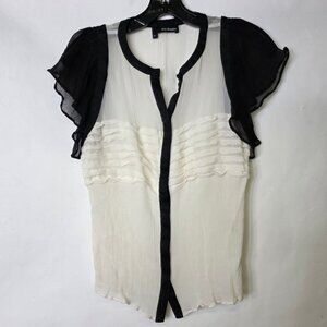 The Kooples silk colorblock Button down crepe top